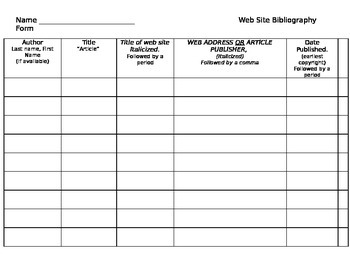 Preview of Bibliography Chart