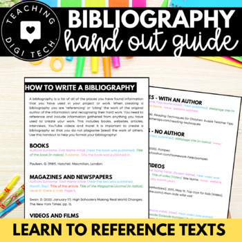 Preview of Bibliography Guide | How to Write a Bibliography | Reference Texts | Cite Texts