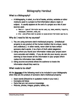Preview of Bibliography Handout
