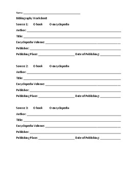 Preview of Bibliography Worksheet