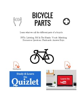 Preview of Bicycle Parts - Vocabulary Worksheets. Advanced. ESL. EFL. PPTx.