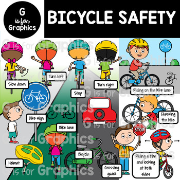 Bicycle Safety Clipart by G is for Graphics | TPT