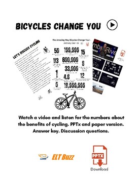 Preview of Bicycles Change You. Ted Talk. Video. Listening. Health. Environment. ELA