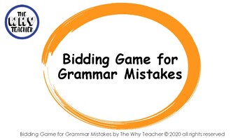 Preview of English Grammar Activity Pack (Including Bidding Game and Quizzes)
