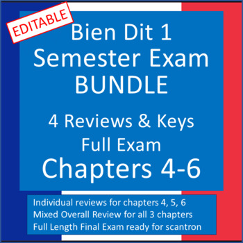 Preview of BUNDLE: Bien Dit 1 Chapters 4-6 Full Exam REVIEWS & Scantron-ready EXAM-Editable