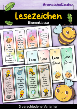 Preview of Biene Lesezeichen für die Bienenklasse - 3 Varianten (Deutsch)