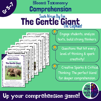 Preview of Big5 Elephant Non-fiction Reading Comprehension, Questions, Game design & Rubric
