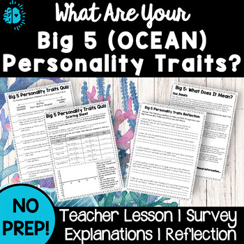 Preview of Big 5 OCEAN Personality Traits Inventory | Get to Know You Quiz | Back to School