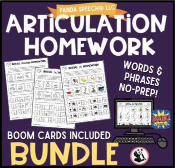 Preview of Big Articulation Homework Bundle for  Speech Therapy + BOOM Cards