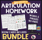 Big Articulation Homework Bundle for  Speech Therapy + BOOM Cards