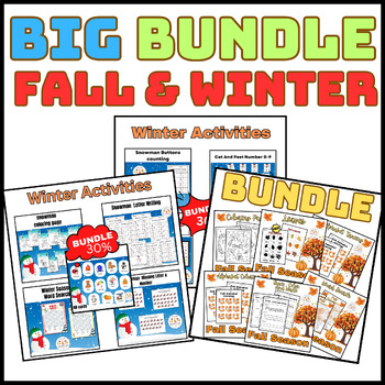 Preview of Big BUNDLE Activities  Worksheets  2 Season Fall , Winter