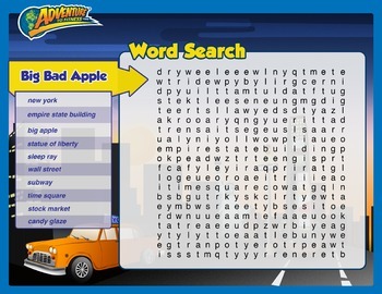 Big Bad Apple Word Search by Adventure to Fitness TPT