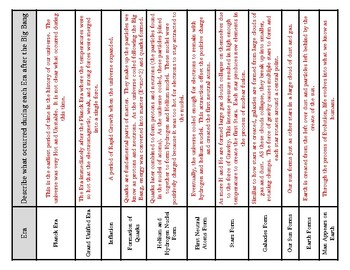 big bang theory research graphic organizer answers