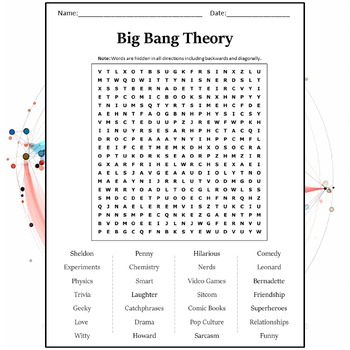 Big Bang Theory Word Search Puzzle Worksheet Activity by Word Search Corner