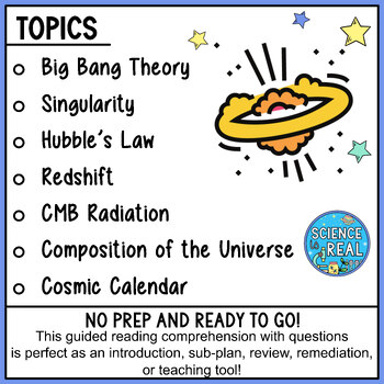Big Bang Theory Worksheets - Reading & Questions - Evidence of Big Bang