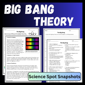 Preview of Big Bang Theory and Evidence Reading Comprehension - Print and Digital Resources