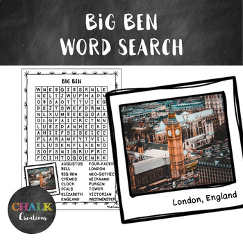 Big Ben Word Search by Chalk Creations TPT