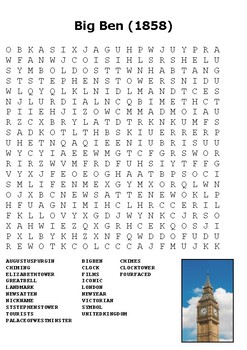 Big Ben Word Search and Color by Steven s Social Studies TPT