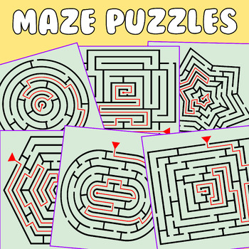 Preview of maze puzzles worksheet - Big Book of MAZES - Labyrinths - activity book for TPT