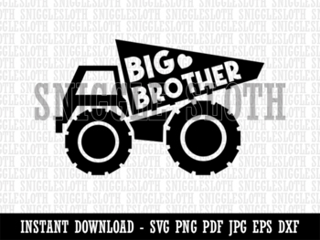 Preview of Big Brother Construction Truck Clipart Digital Download SVG EPS PNG PDF AI DXF