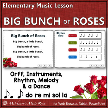Preview of Elementary Music Lesson & Orff Arrangement Big Bunch of Roses {Syncopation}