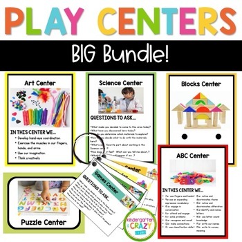 Preview of Big Bundle of Center Signs | Play Based Pre-School Pre-K