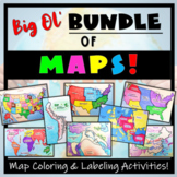 Big Bundle of Map Activities!  Color & Label US, World, Co