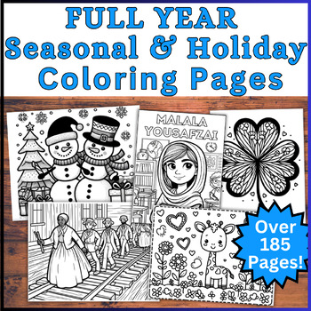 Preview of Over 185 Pages! FULL YEAR Seasonal Coloring Pages Coloring Sheets Back to School