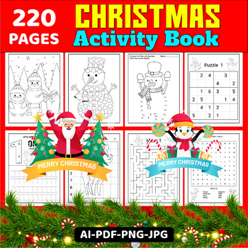 Big Christmas Activity book for kids 220 pages by Simran Store | TPT