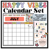 Big Classroom Calendar Set | RETRO HAPPY VIBES Classroom Decor