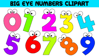 Preview of Big Eye Numbers 0 to 9 Digital Clipart Set