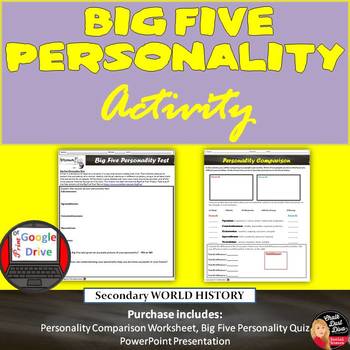 Preview of Big Five Personality Comparison Activity and Test (Print and Digital)
