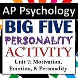 Big Five Traits Personality Activity - AP Psychology / AP 