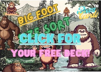 Preview of Big Foot Size Sort - Boom Card Learning Activity - Find a cave for Big Foot