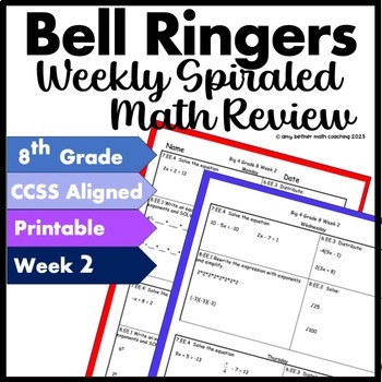 Preview of 8th Grade Bell Ringers Common Core Math Warm Up Week 2