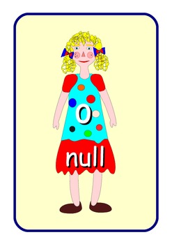 Preview of Big German Numbers 0 to 10  Flashcards .Cute dolls pictures .A4 size