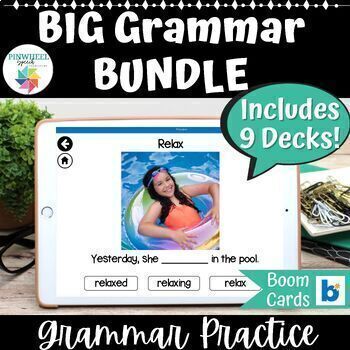 Preview of Big Grammar BUNDLE Boom Cards™ 9 Practice decks Speech Therapy Syntax ELL RTI