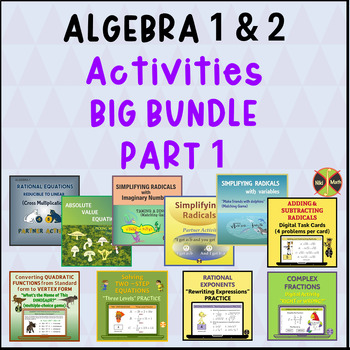 Preview of Algebra 1&2 Activities Bundle(68 turned to DIGITAL+82 Google Slides) 32% Savings