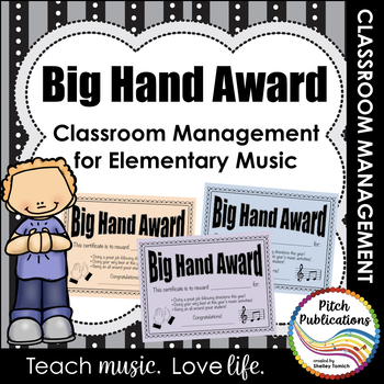 Preview of Big Hand Award: Editable reward system for the elementary music classroom