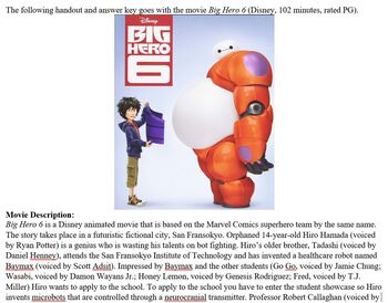 Preview of Big Hero 6 Condensed Movie Guide and Answer Key