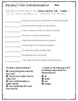 big idea 17 interdependence test 3rd grade florida science by cori