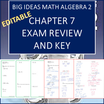 Preview of Big Ideas Alg 2 Exam Review and Key for Chapter 7 (Rational Expressions)