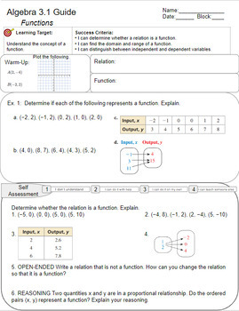 Preview of Big Ideas Algebra 1 Chapter 3 Note Taking Guide