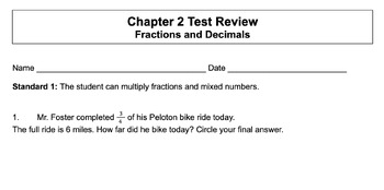 Preview of Big Ideas Math - 6th Grade - Chapter 2 Review and Test Bundle - MRL Edition