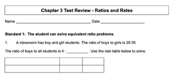 Preview of Big Ideas Math - 6th Grade - Chapter 3 Review and Test Bundle - MRL Edition