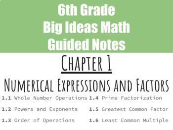 Preview of Big Ideas Math Green Chapter 1 Guided Notes - Editable