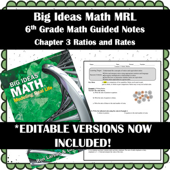 Preview of Big Ideas Math MRL-6th Grade Guided Notes Chapter 3 Ratios and Rates