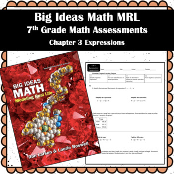 Preview of Big Ideas Math MRL- 7th Grade Assessments Chapter 3 Expressions