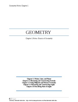 Preview of Big Ideas Textbook Geometry- Chapter 1 Student Notes