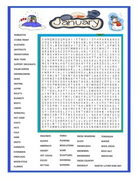 Preview of Big January Winter Word Search (50 words)